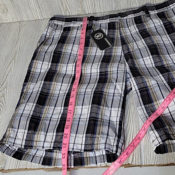Weatherproof Plaid Blue/White/Dark Brown Shorts, Men's 40, NWT - Picture 8 of 11